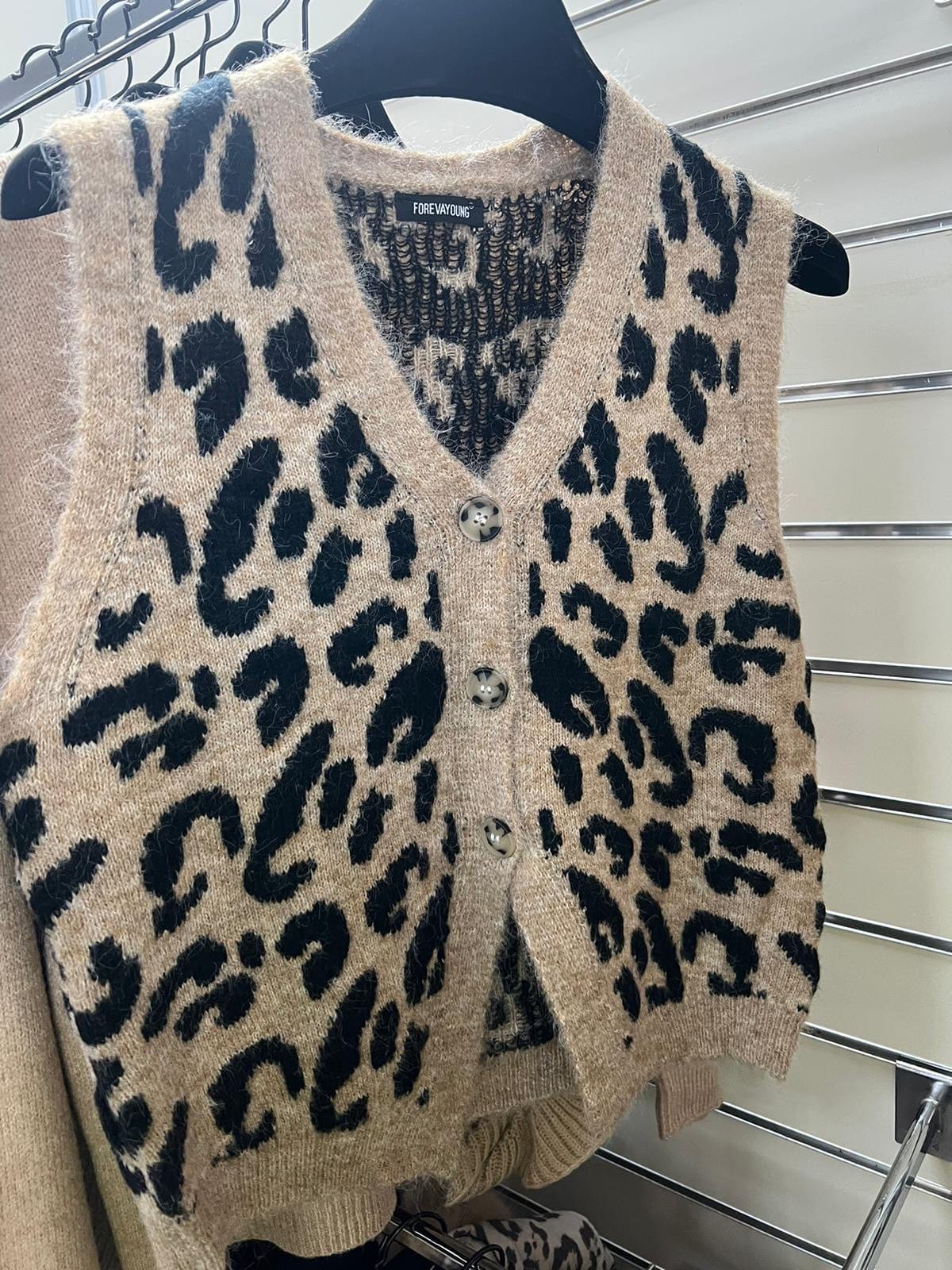 Mohair Leopard Print Waistcoat