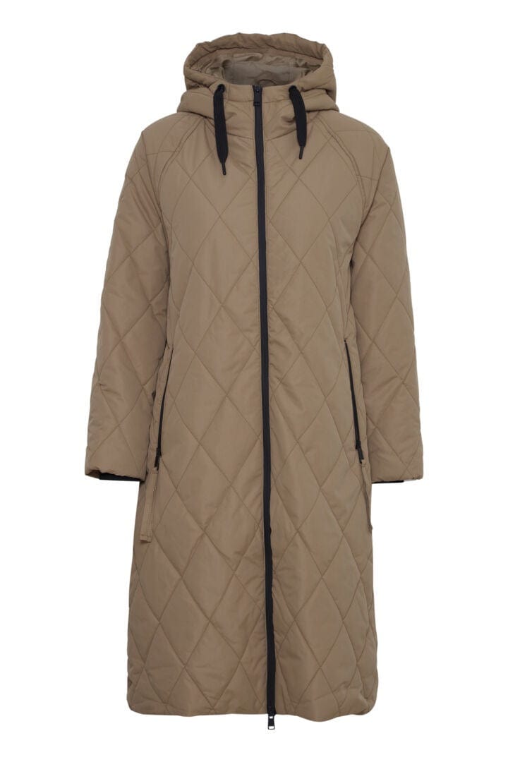 Diamond Quilted Hooded Coat