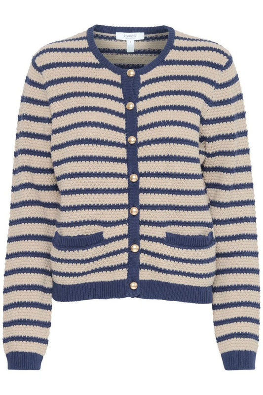 Navy Stripe Cropped Cardigan