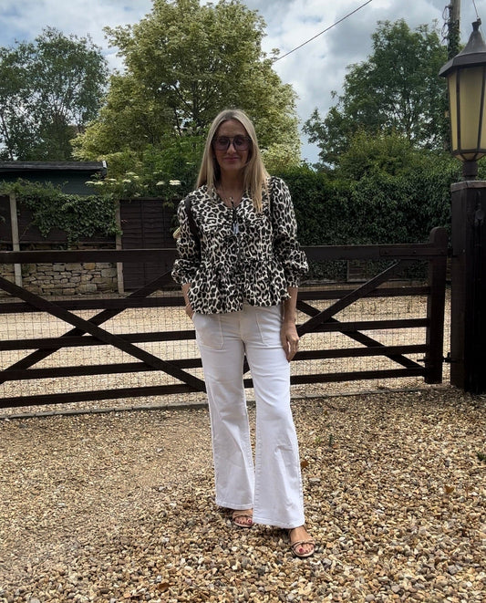 Leopard Print Blouse with Peplum