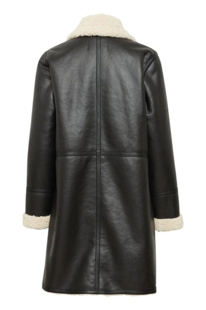 Faux Leather, Shearling Lined Coat