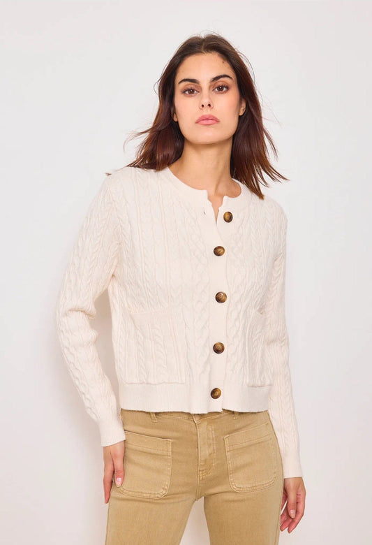 Cream  Cable  Short Cardigan