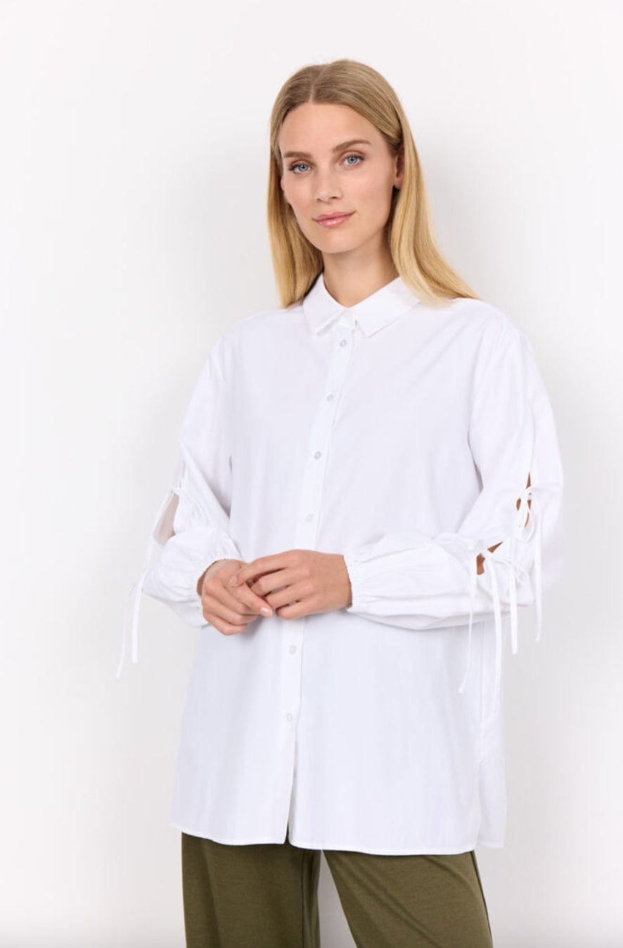 White Shirt With Bow Tie Sleeves