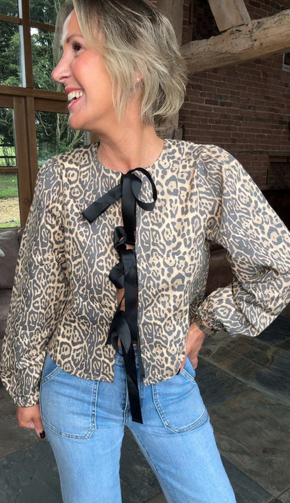 Leopard Print Denim Jacket