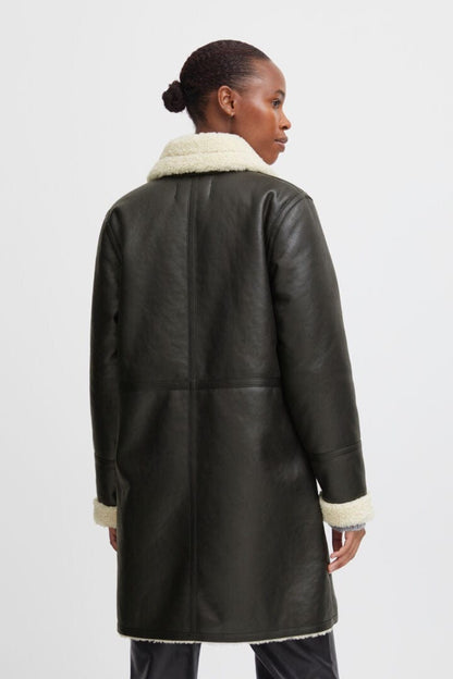 Faux Leather, Shearling Lined Coat