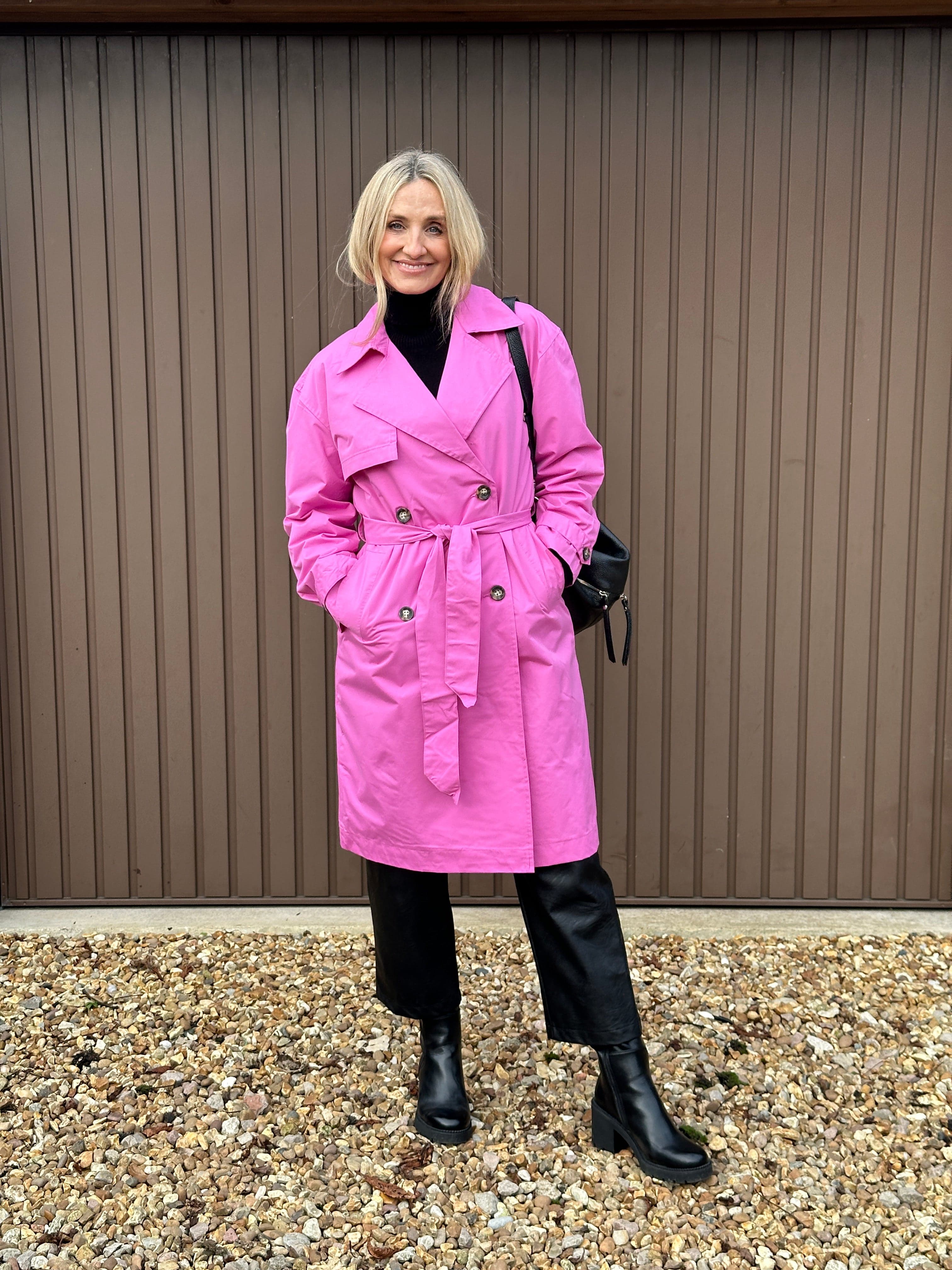 Pink sheer trench coat best sale