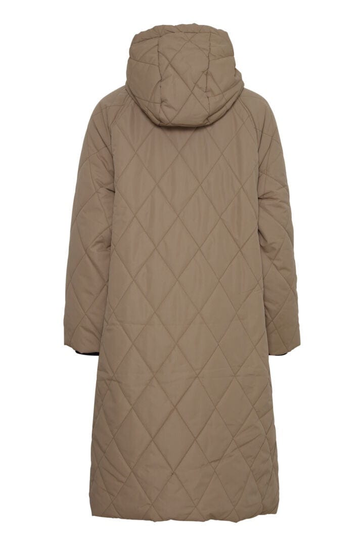 Diamond Quilted Hooded Coat