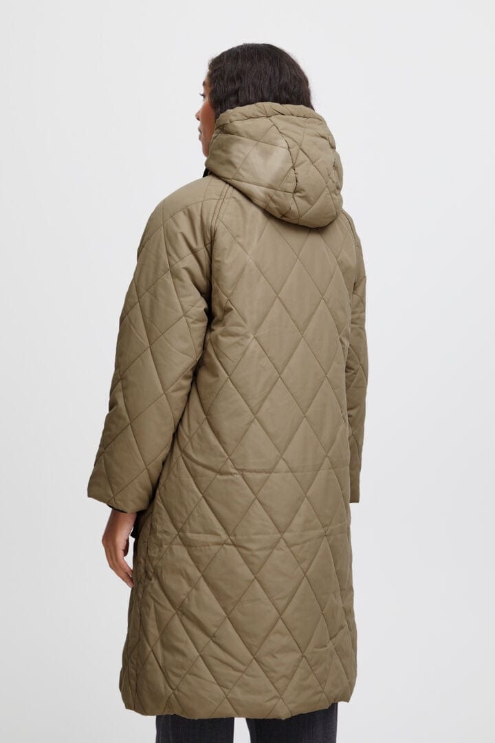 Diamond Quilted Hooded Coat