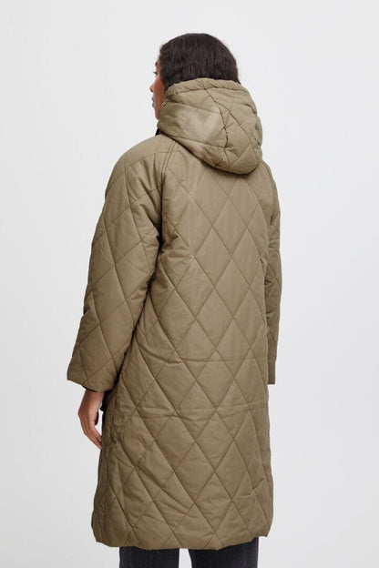 Diamond Quilted Hooded Coat