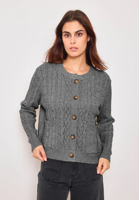 Grey Cable  Short Cardigan