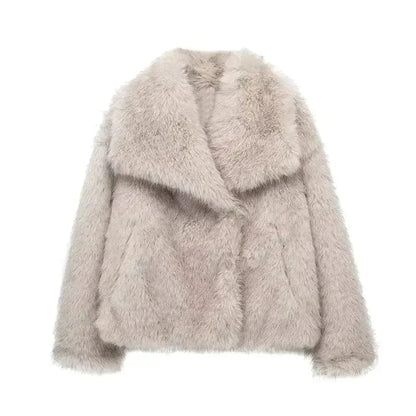 Faux Fur Jacket  - Stone