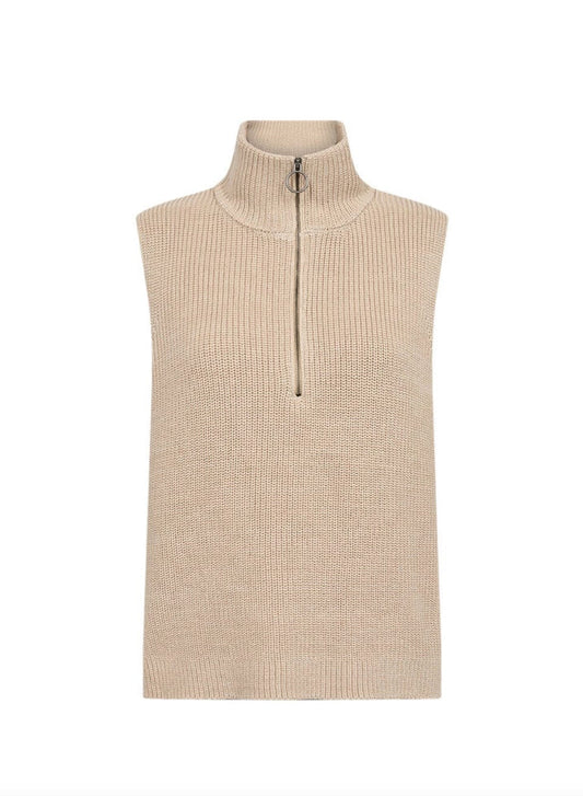 Zip Up Sleeveless Knit