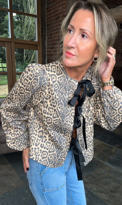 Leopard Print Denim Jacket