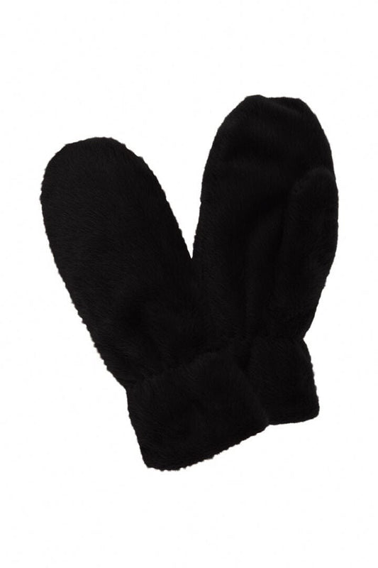 Faux Fur Mittens - Black