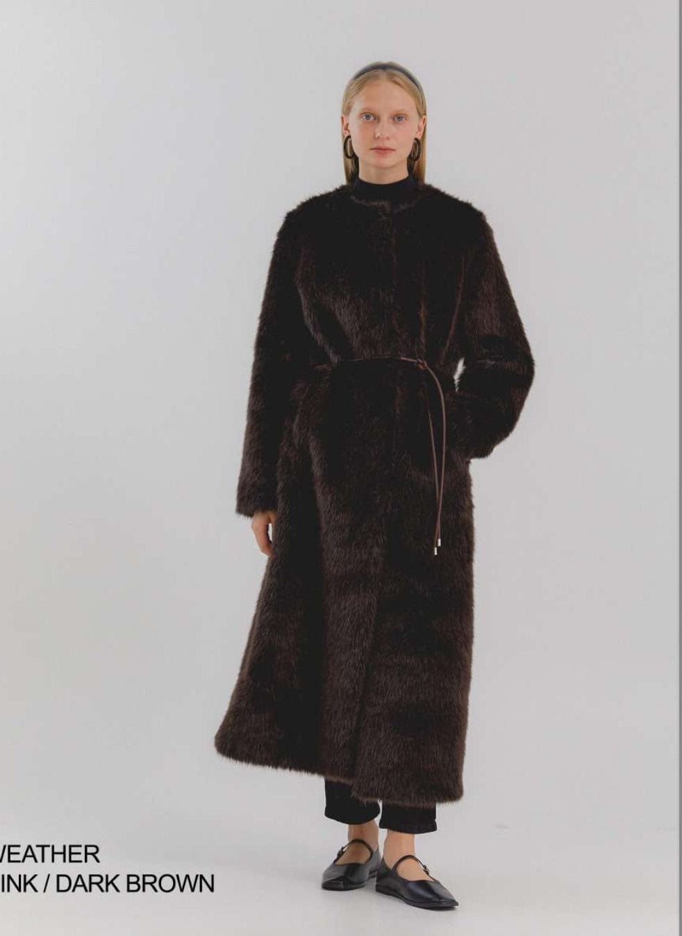 Brown long hair faux fur coat