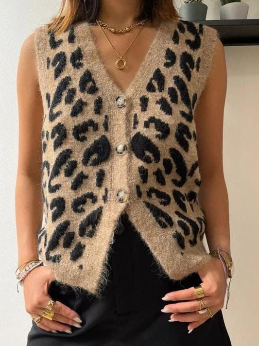 Mohair Leopard Print Waistcoat