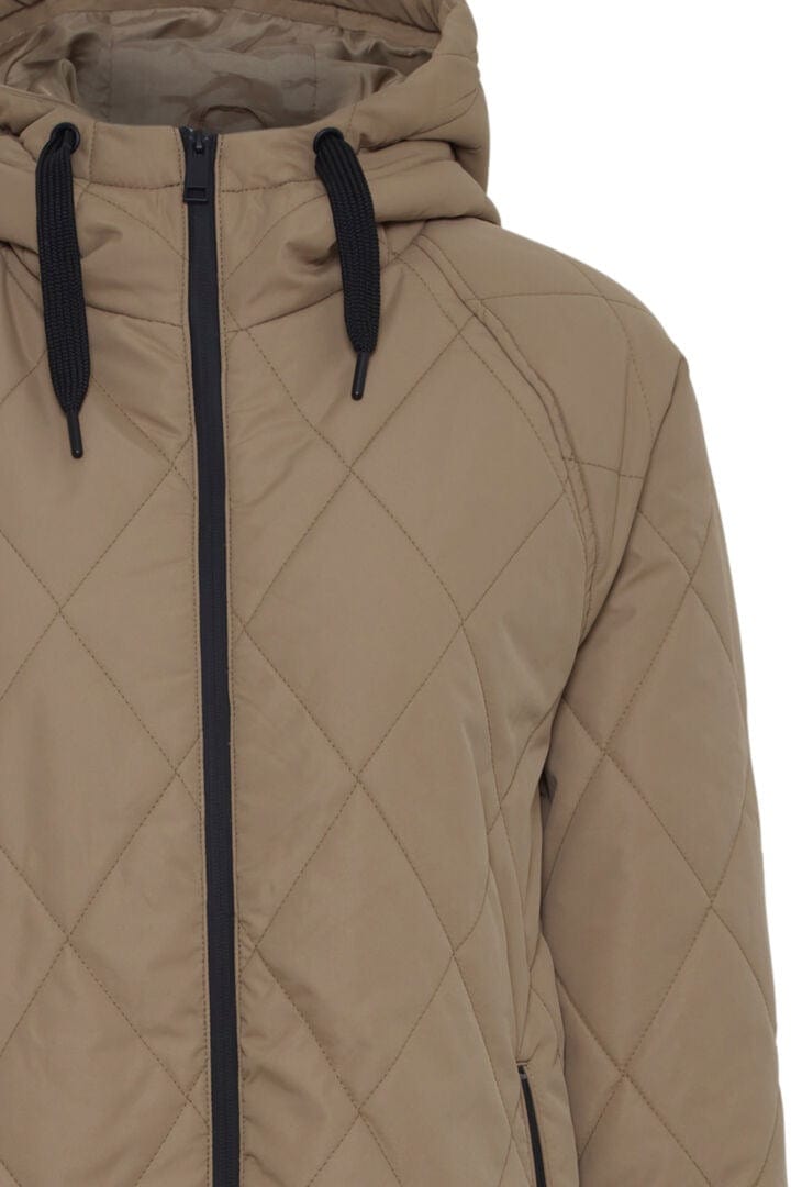 Diamond Quilted Hooded Coat