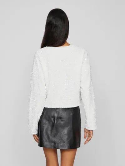 White Sequin Jacket With Bows