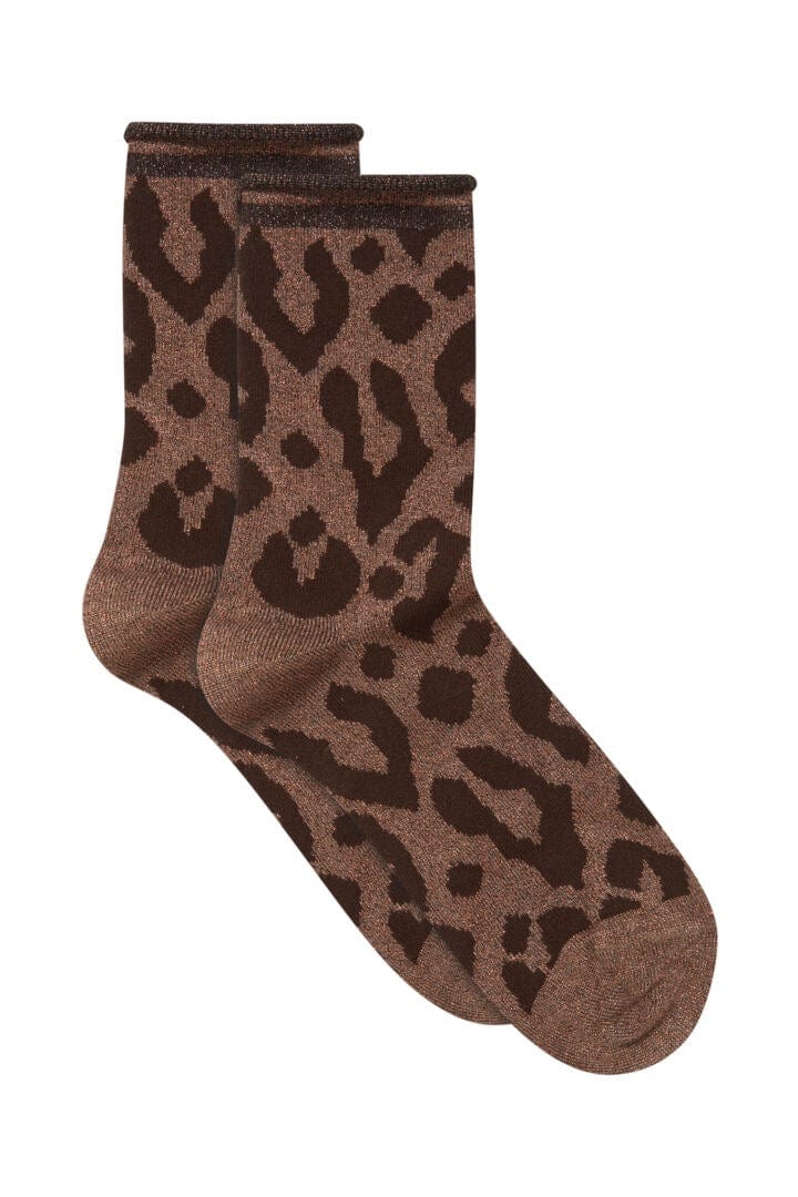 Glitter Socks - Copper Leopard