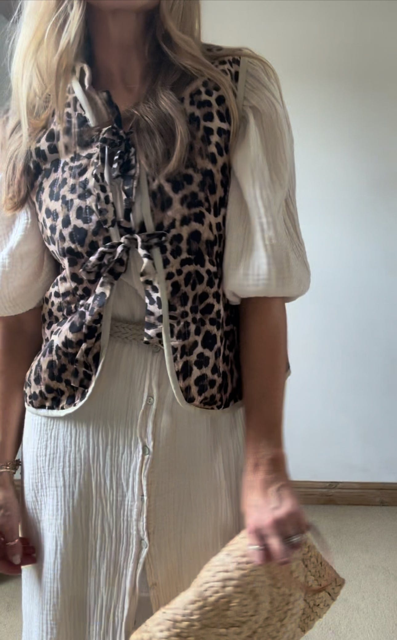 Leopard Print Tie Front Waistcoat