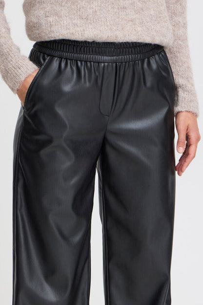 Faux Leather Wide Leg Trousers