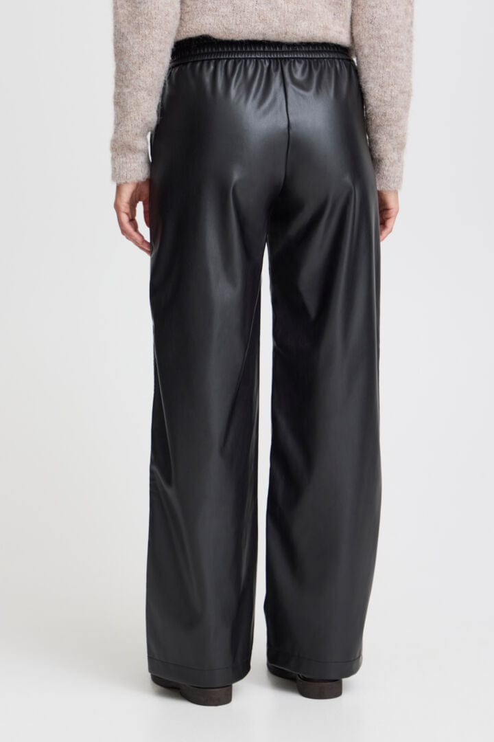 Faux Leather Wide Leg Trousers