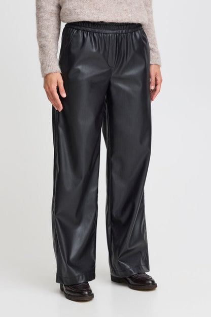 Faux Leather Wide Leg Trousers