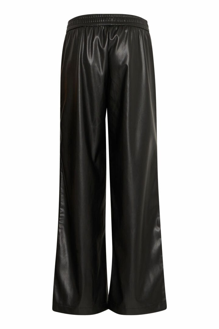 Faux Leather Wide Leg Trousers