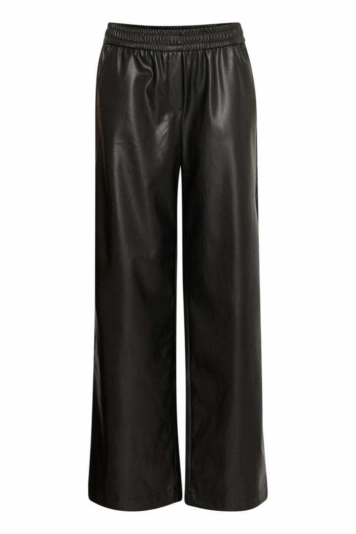 Faux Leather Wide Leg Trousers