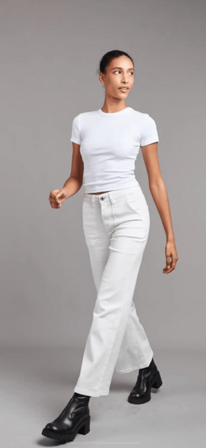 Flare Jeans With Pocket - White