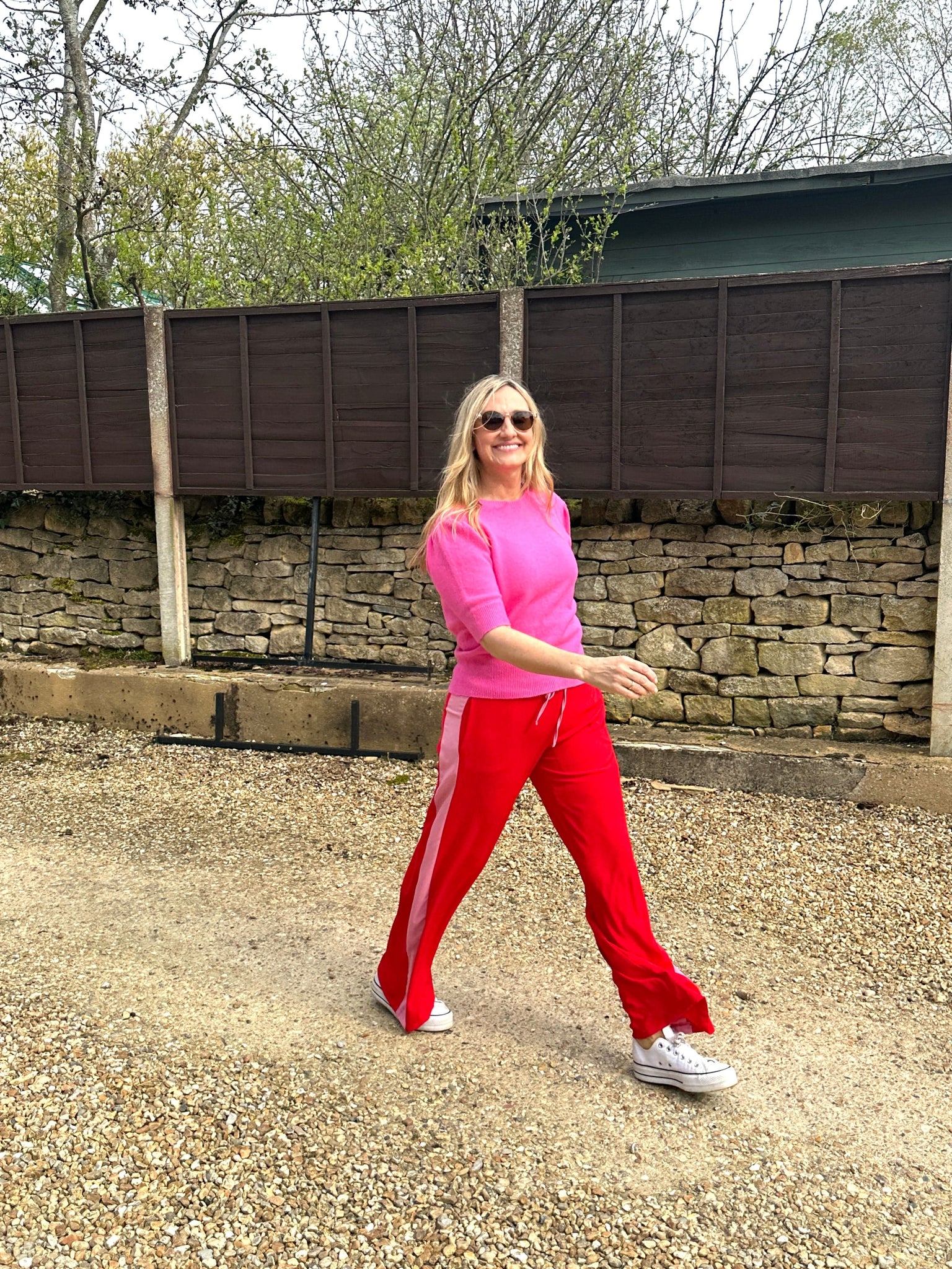 Red and Pink Side Stripe Trousers  The Cotswold Shed