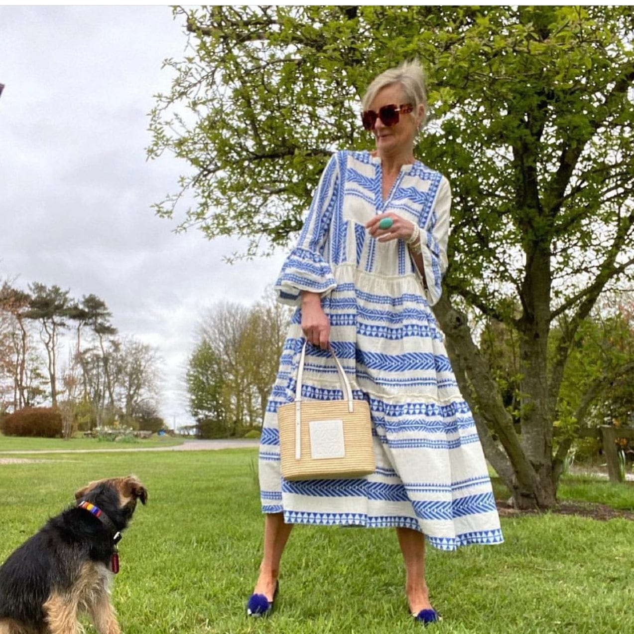 Aztec maxi dress - Royal blue